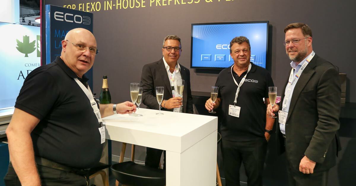 Celebrating a sale at Labelexpo